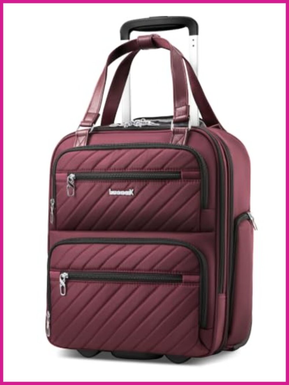 LUGGEX Underseat Carry On Bag Soft Sided Rolling Luggage 16in